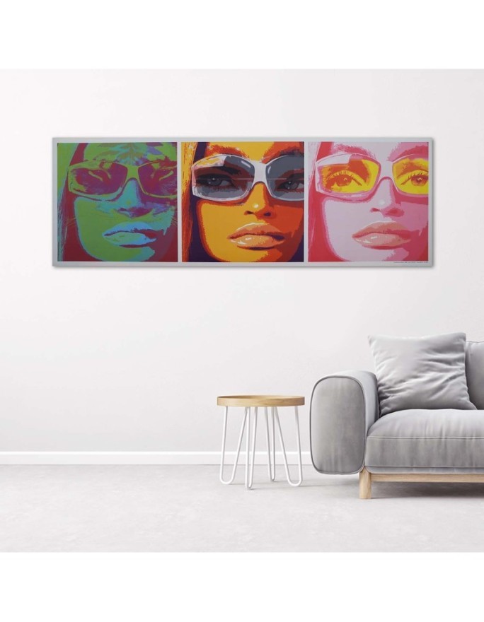 Colourful face of a woman with glasses - Canvas prints for the living room | FEEBY
