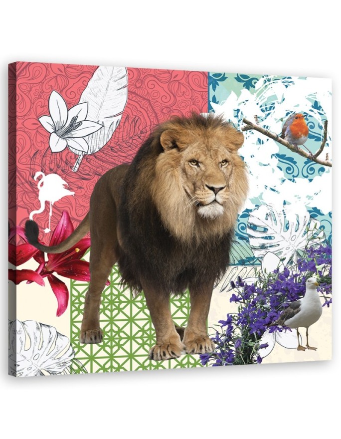 Canvas print Lion and birds...