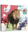 Lion and birds collage - canvas wall art painting | FEEBY
