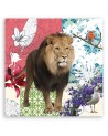 Lion and birds collage - canvas wall art painting | FEEBY