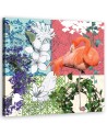 Flamingo and birds collage - Canvas art painting | FEEBY