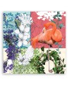 Flamingo and birds collage - Canvas art painting | FEEBY