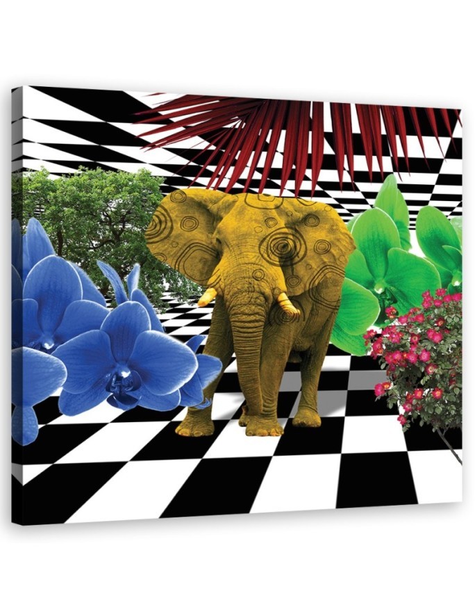 Colourful elephant - Canvas wall art painting | FEEBY