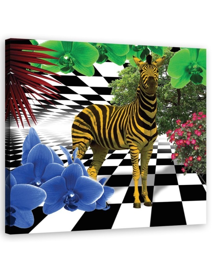 Colourful zebra nature animals - Canvas wall art painting | FEEBY