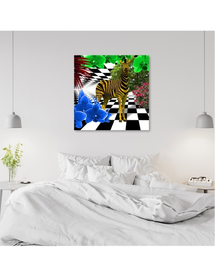 Colourful zebra nature animals - Canvas wall art painting | FEEBY