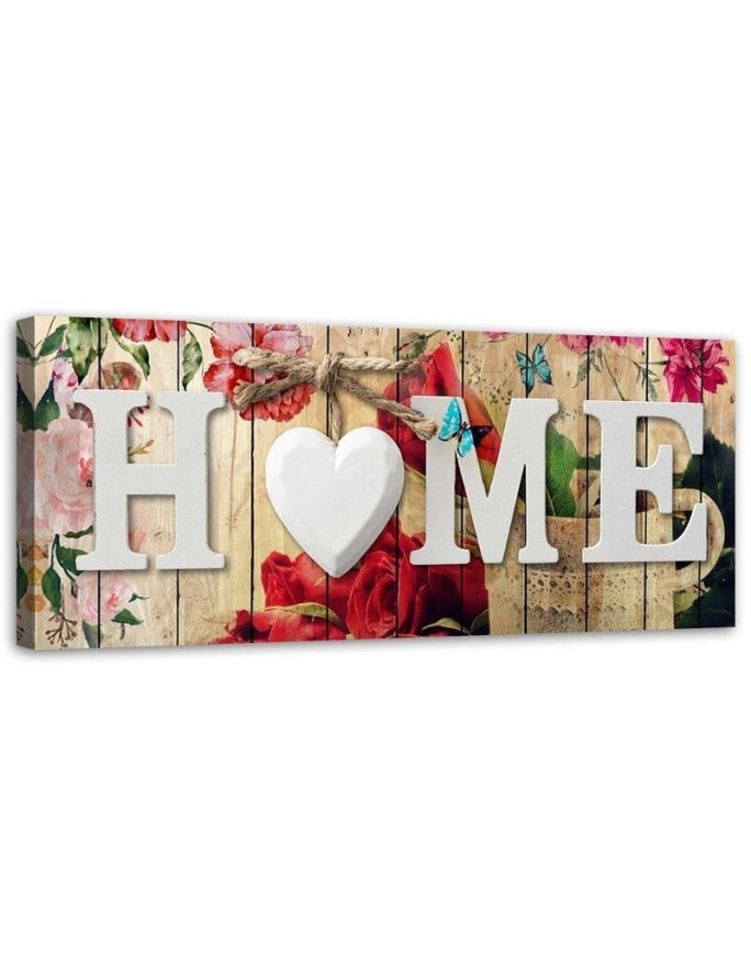 Home Quotes and rustic floral background - Decorative Canvas painting | FEEBY
