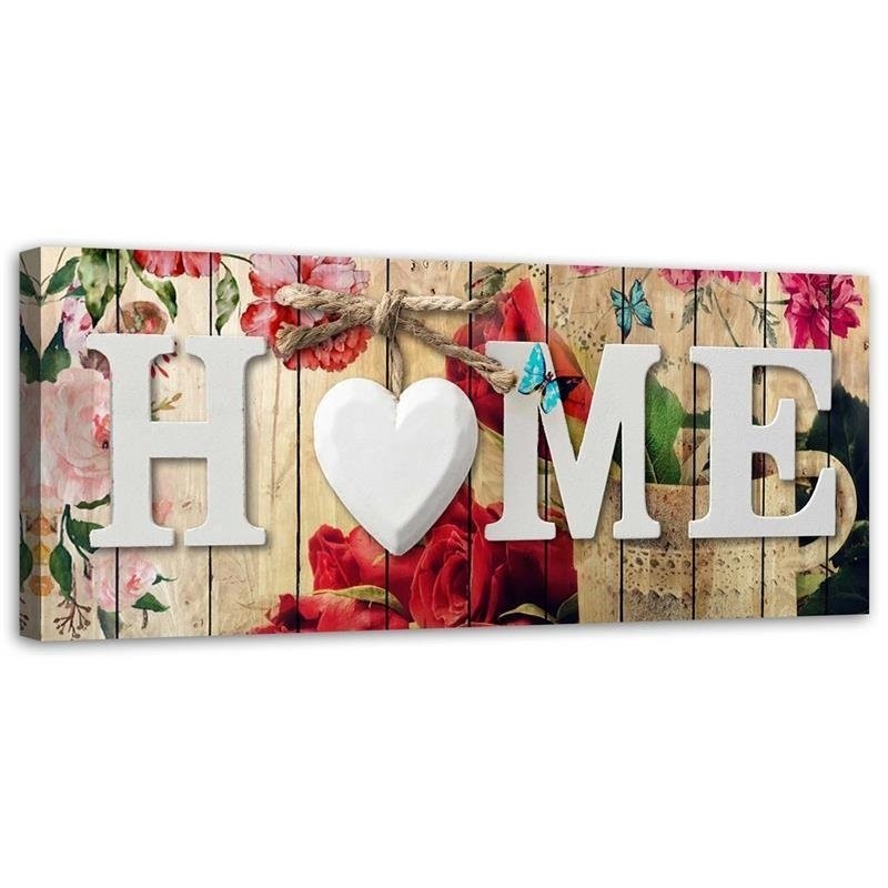 Home Quotes and rustic floral background - Decorative Canvas painting | FEEBY