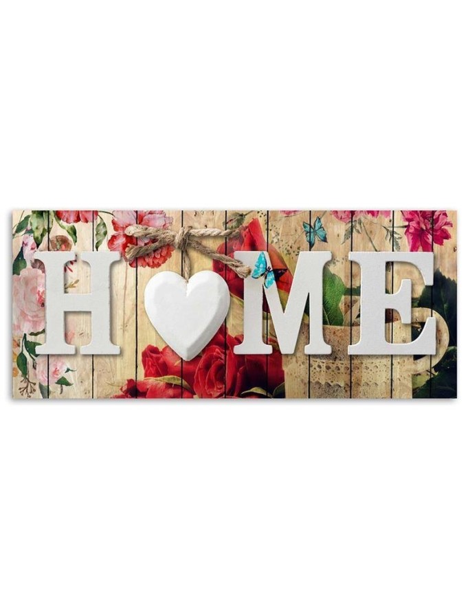 Home Quotes and rustic floral background - Decorative Canvas painting | FEEBY