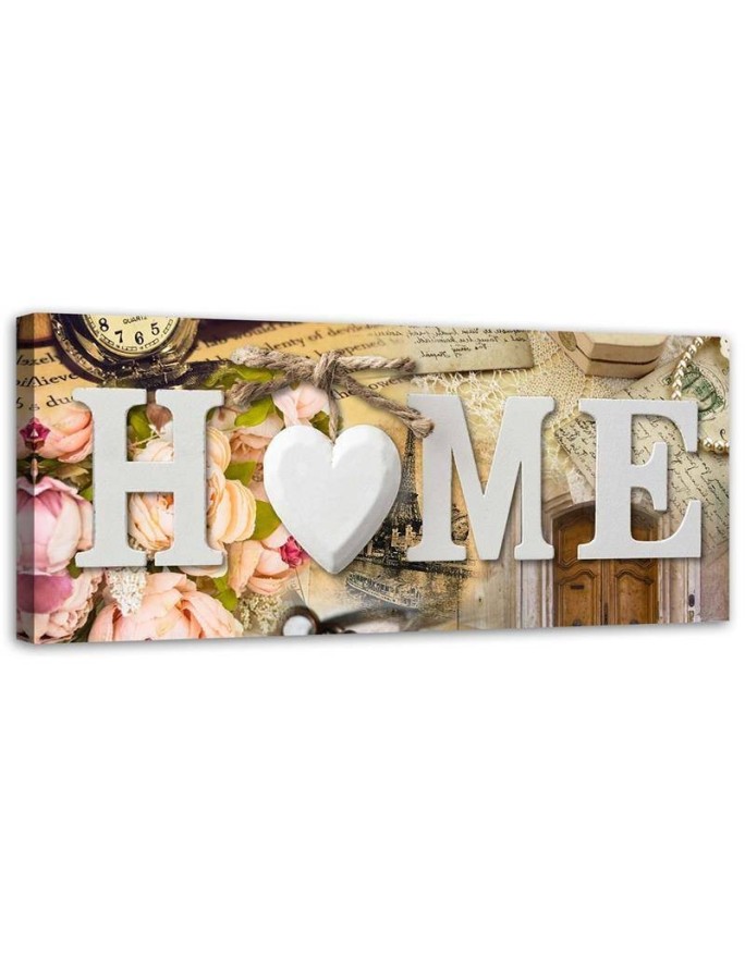 Home inscription in vintage style - Decorative Canvas painting for living room | FEEBY