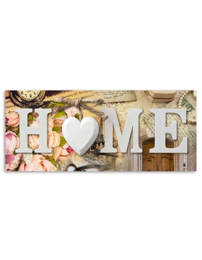 Home inscription in vintage style - Decorative Canvas painting for living room | FEEBY