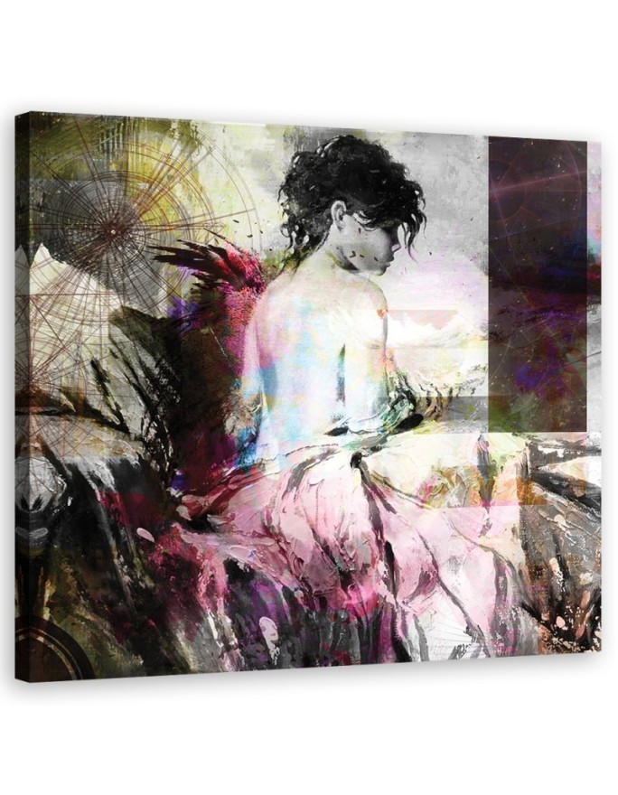 Woman pastel abstraction - Modern watercolour Canvas paintings | FEEBY