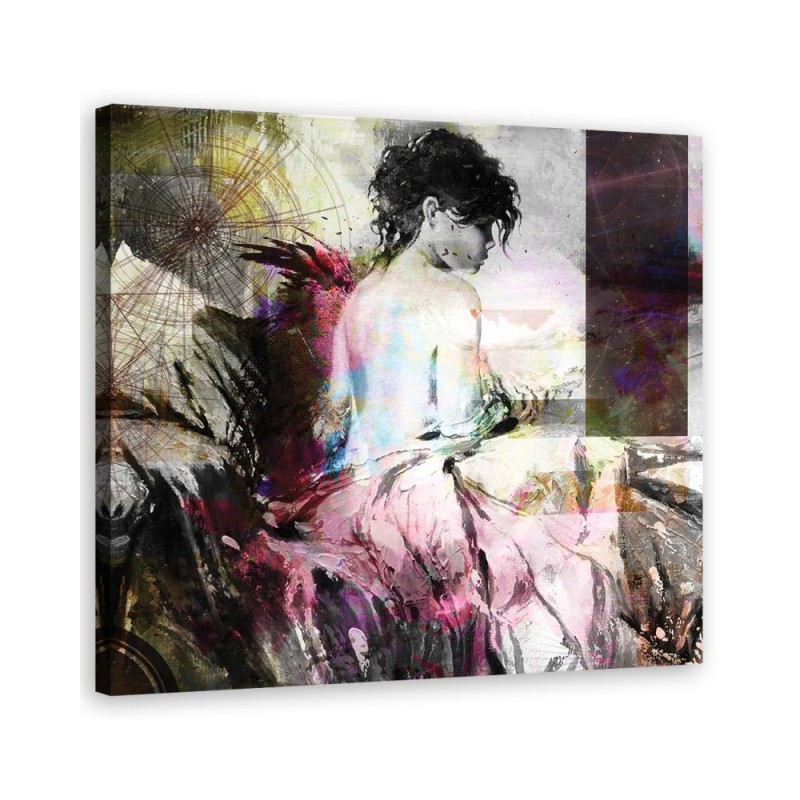 Woman pastel abstraction - Modern watercolour Canvas paintings | FEEBY