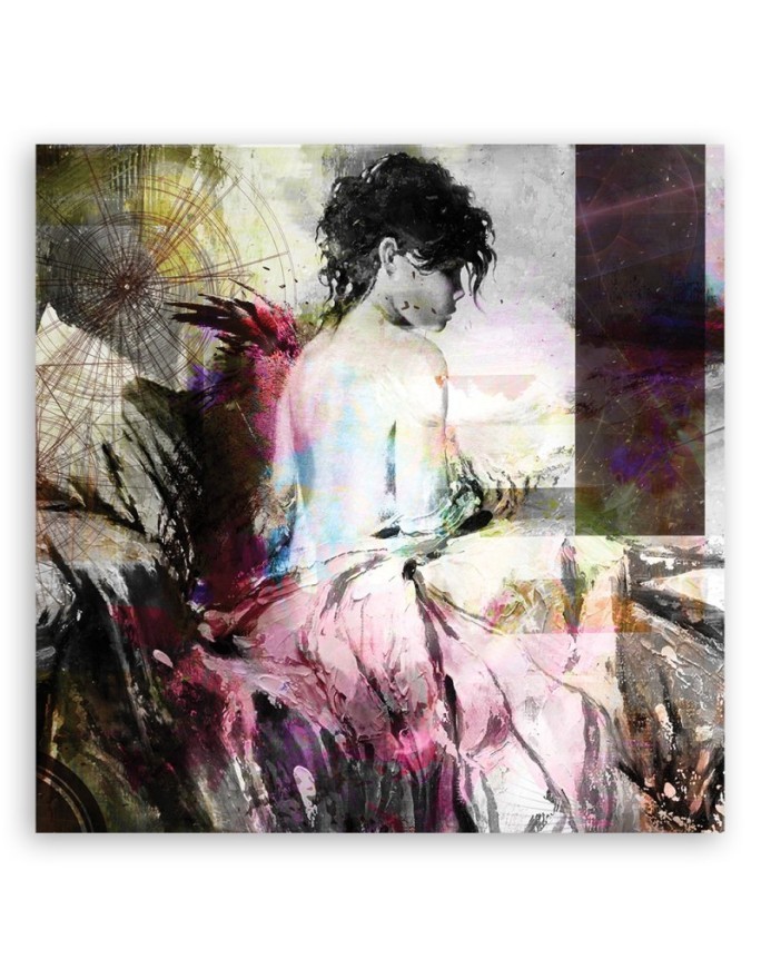Woman pastel abstraction - Modern watercolour Canvas paintings | FEEBY