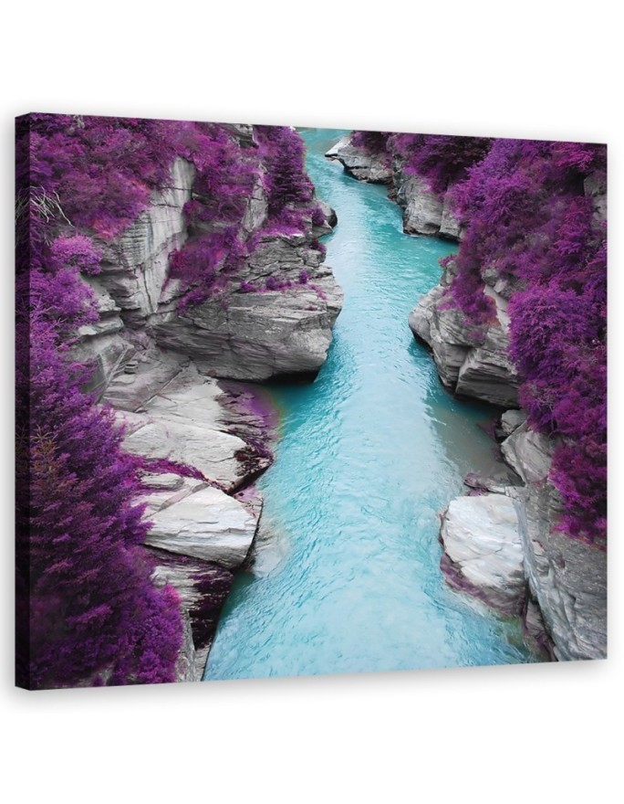 Landscapes river in the mountains - Canvas painting for living room | FEEBY