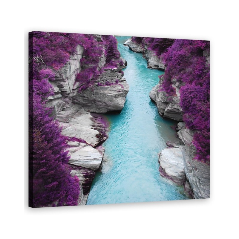 Landscapes river in the mountains - Canvas painting for living room | FEEBY
