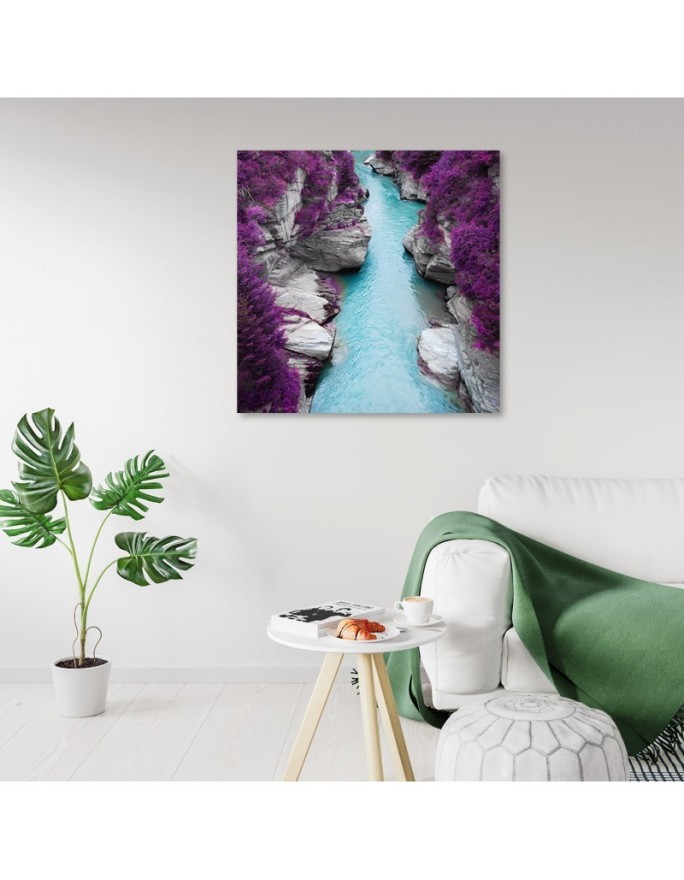 Landscapes river in the mountains - Canvas painting for living room | FEEBY