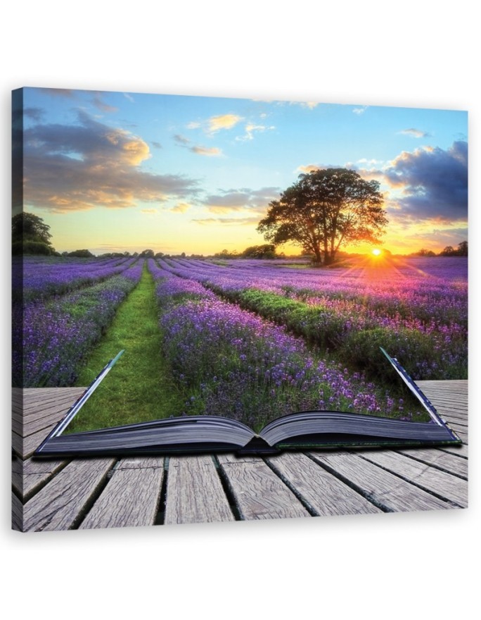 Landscape lavender field - Canvas painting for the living room | FEEBY