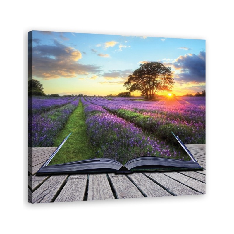Landscape lavender field - Canvas painting for the living room | FEEBY
