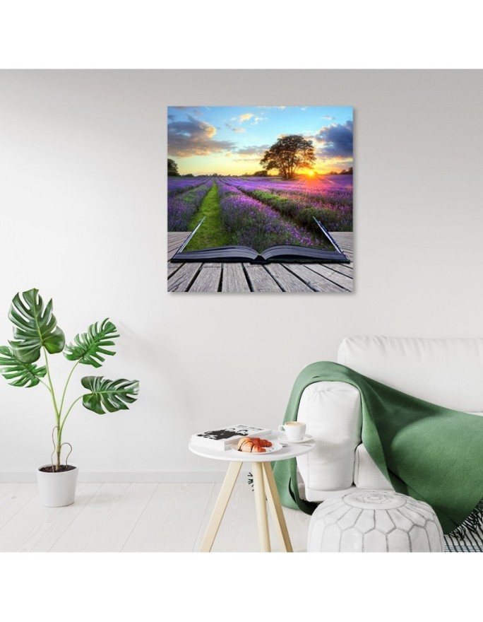 Landscape lavender field - Canvas painting for the living room | FEEBY