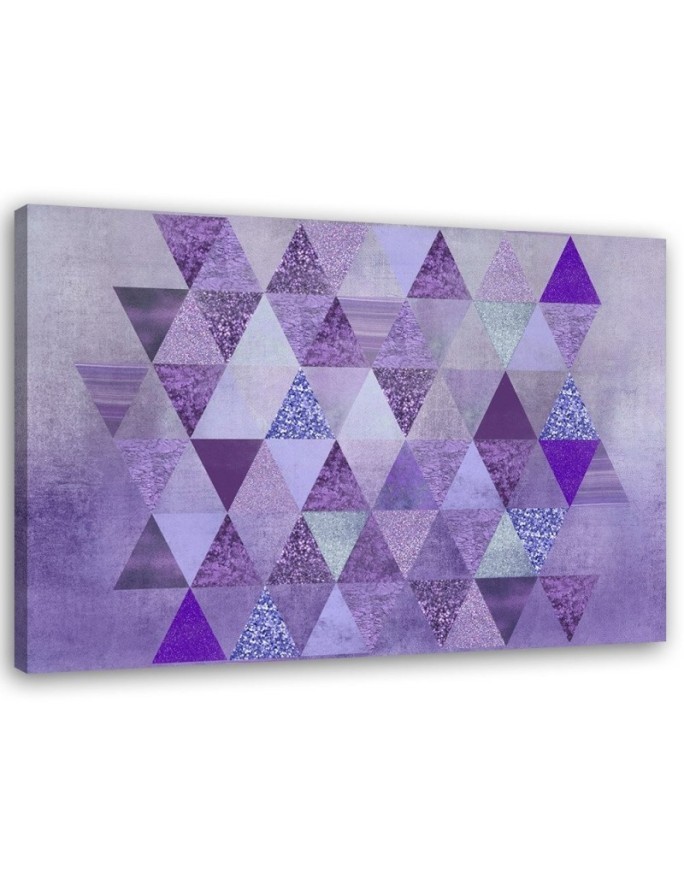A collection of purple triangles - Printed on canvas for the living room | FEEBY