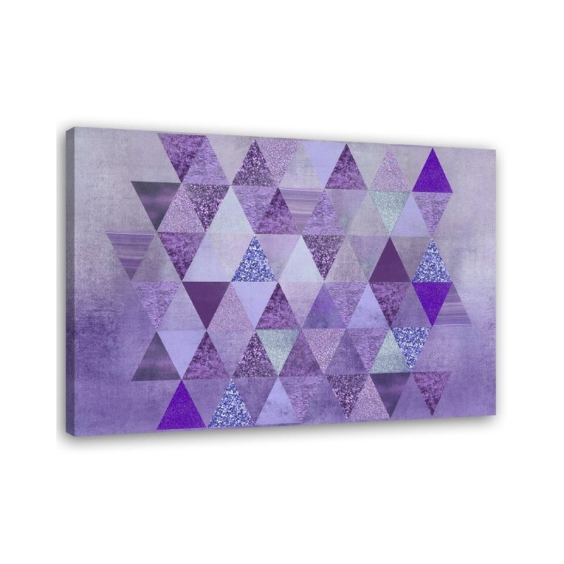 A collection of purple triangles - Printed on canvas for the living room | FEEBY