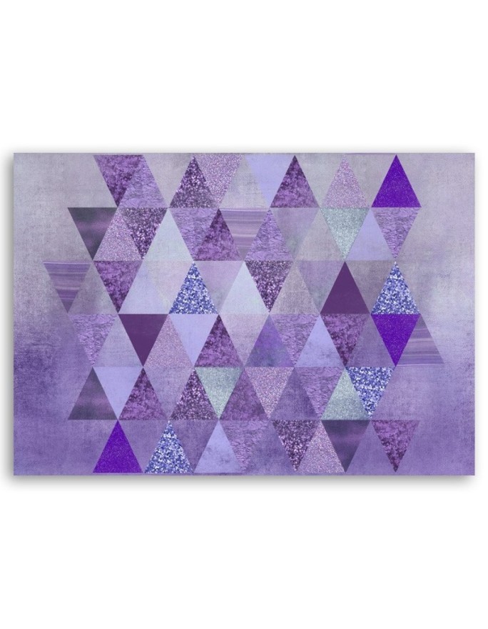 A collection of purple triangles - Printed on canvas for the living room | FEEBY