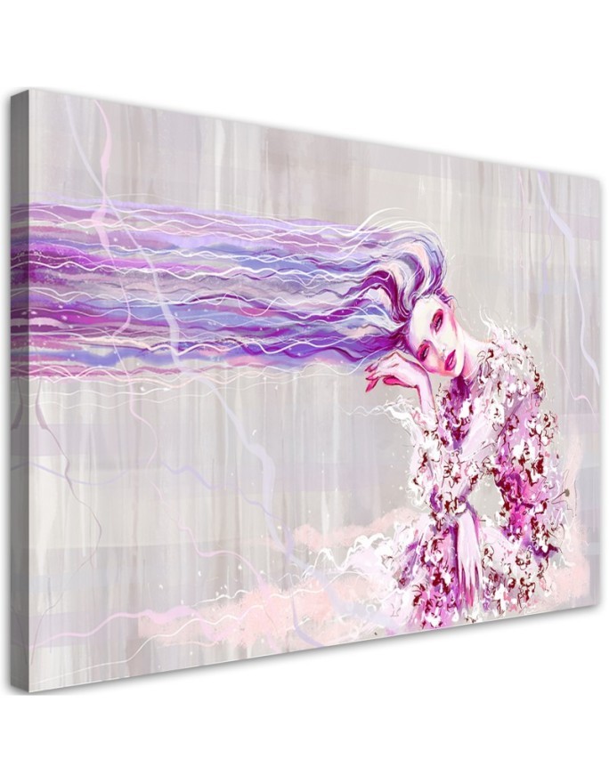 Woman with long hair - Purple Canvas prints | FEEBY