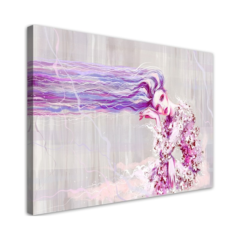 Woman with long hair - Purple Canvas prints | FEEBY