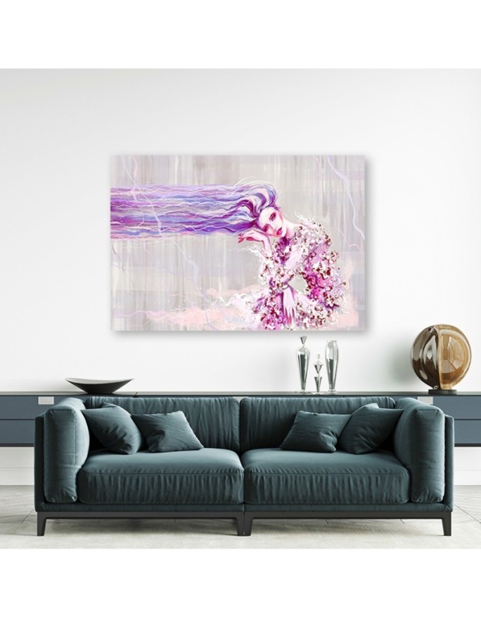 Woman with long hair - Purple Canvas prints | FEEBY