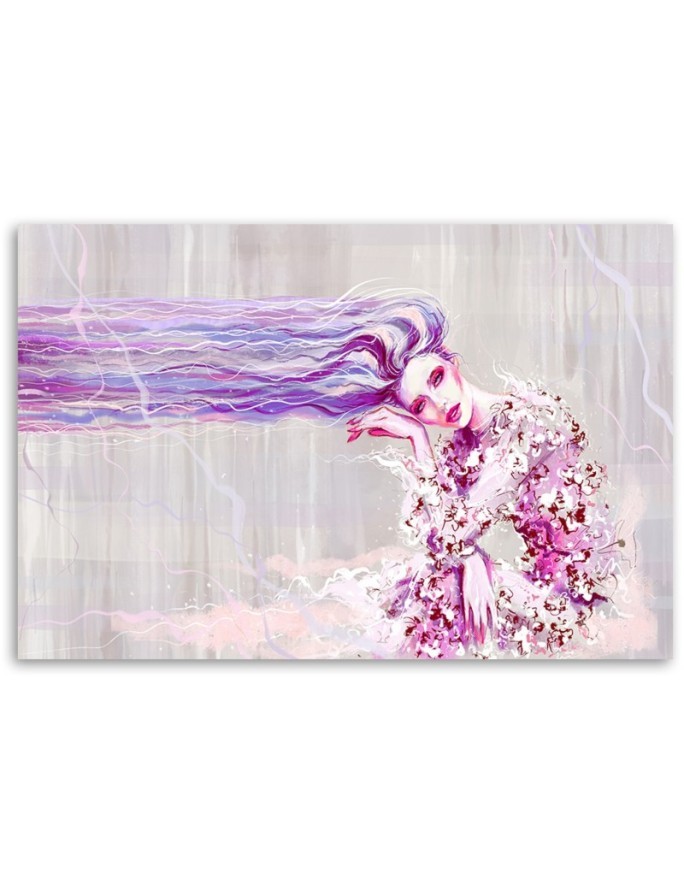 Woman with long hair - Purple Canvas prints | FEEBY