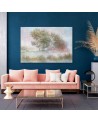 Trees on a misty meadow - Wall art painting for the bedroom | FEEBY