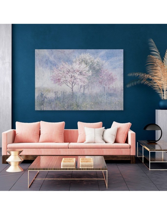 Flowering tree in a meadow landscape - Wall canvas painting for the bedroom | FEEBY