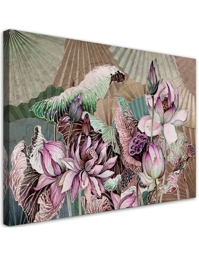 Lotus flower fans - Canvas wall painting | FEEBY
