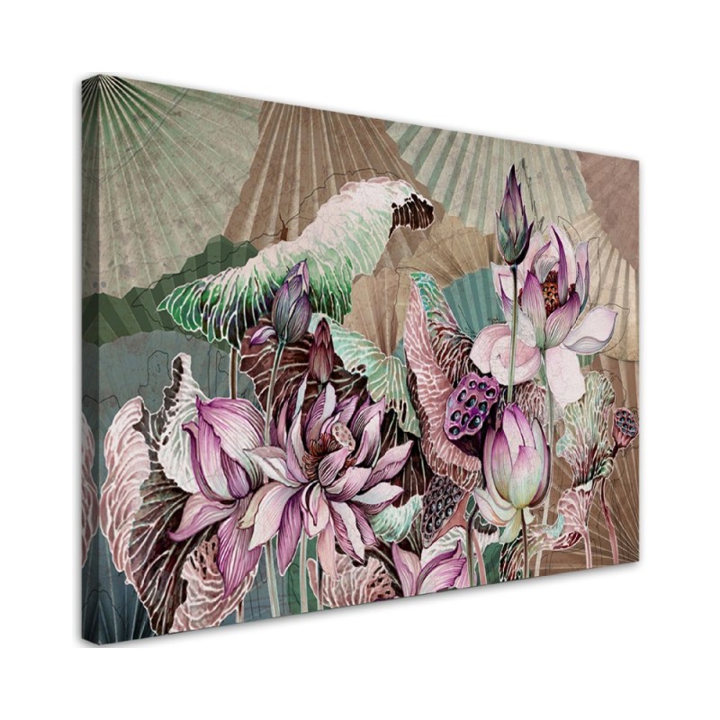Lotus flower fans - Canvas wall painting | FEEBY