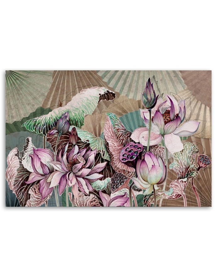Lotus flower fans - Canvas wall painting | FEEBY