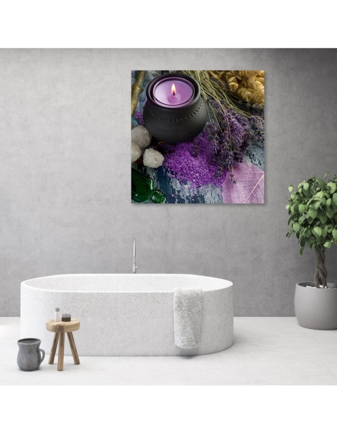 Zen spa candle purple - Modern painting for living room | FEEBY