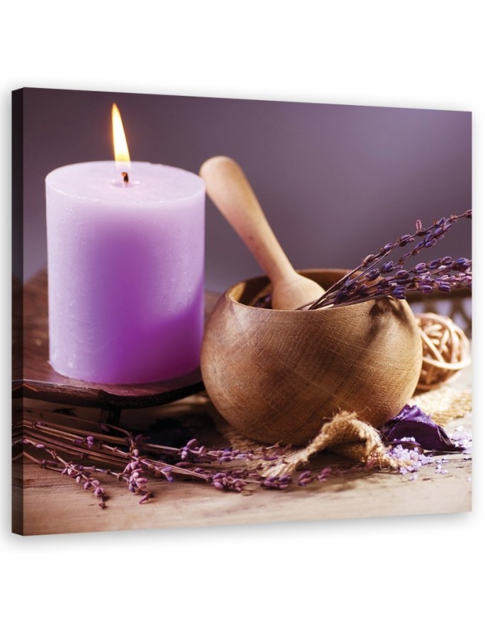 Lavender spa candle - Modern Canvas painting for living room | FEEBY