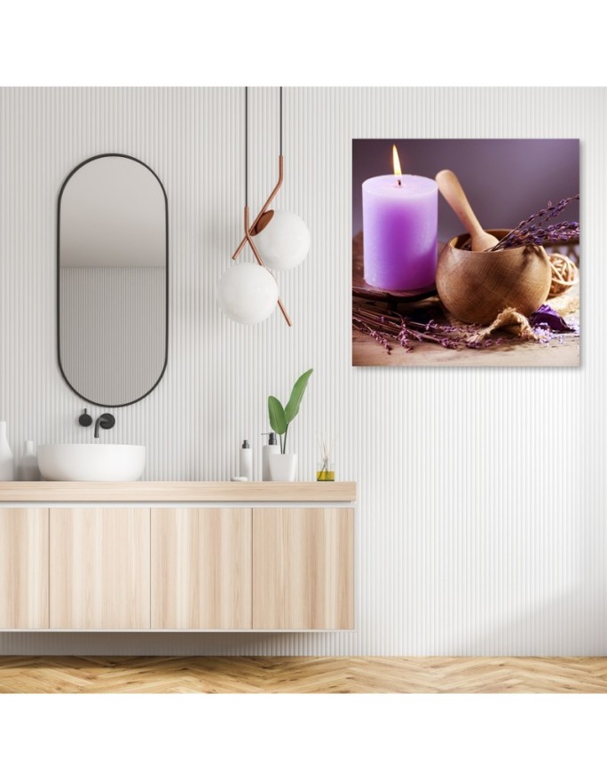 Lavender spa candle - Modern Canvas painting for living room | FEEBY
