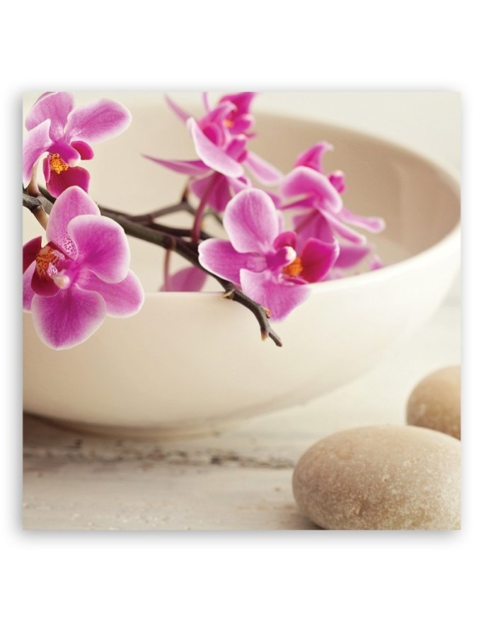 Pink orchids in a dish - Modern Canvas painting for the living room | FEEBY