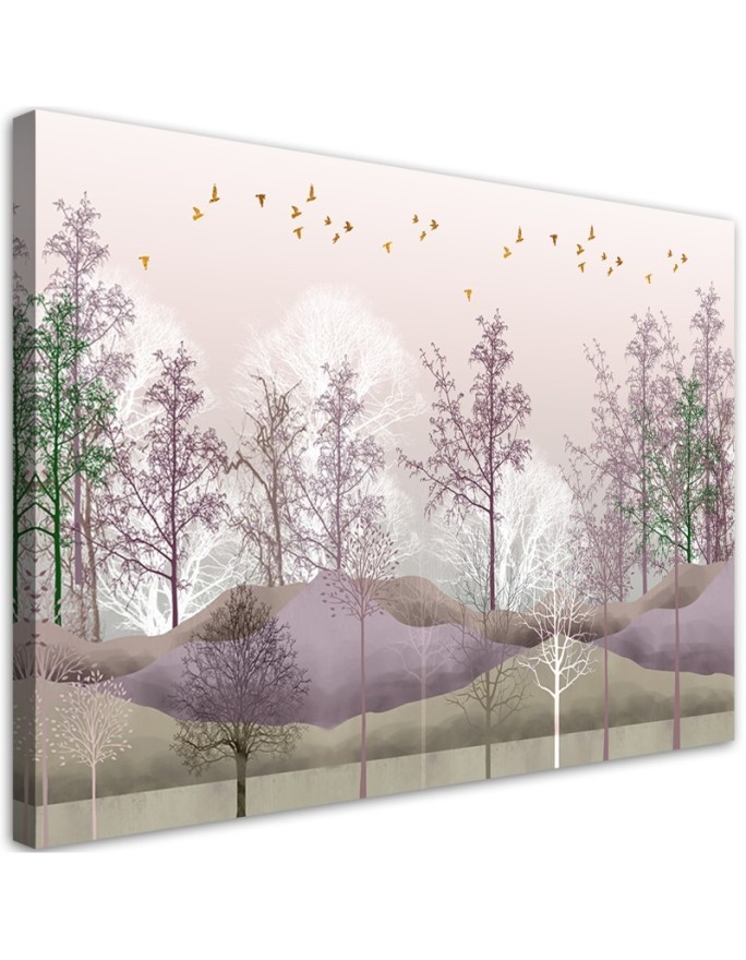 Birds above the forest - Modern Canvas painting for the living room | FEEBY