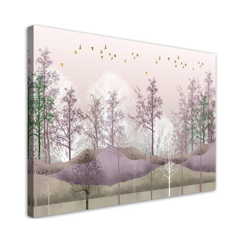 Birds above the forest - Modern Canvas painting for the living room | FEEBY