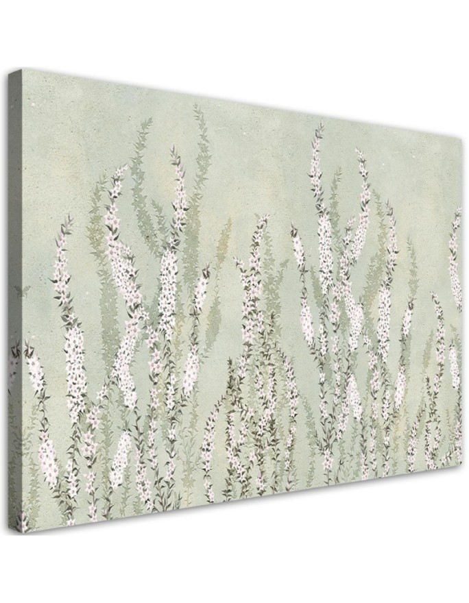 Small flowers on the wall background - Canvas prints with flowers | FEEBY