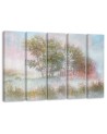 Multipart canvas print - Trees on a misty meadow | FEEBY