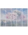 Blossoming tree in a meadow old faded - 5 piece canvas prints | FEEBY
