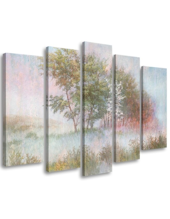 Modern canvas print - Trees on a misty meadow | FEEBY