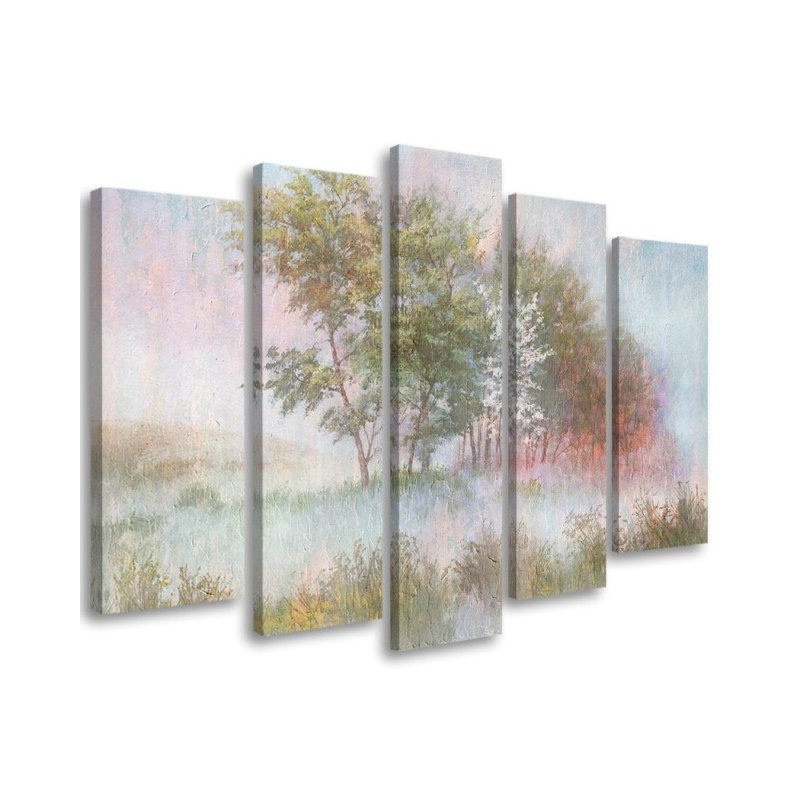 Modern canvas print - Trees on a misty meadow | FEEBY