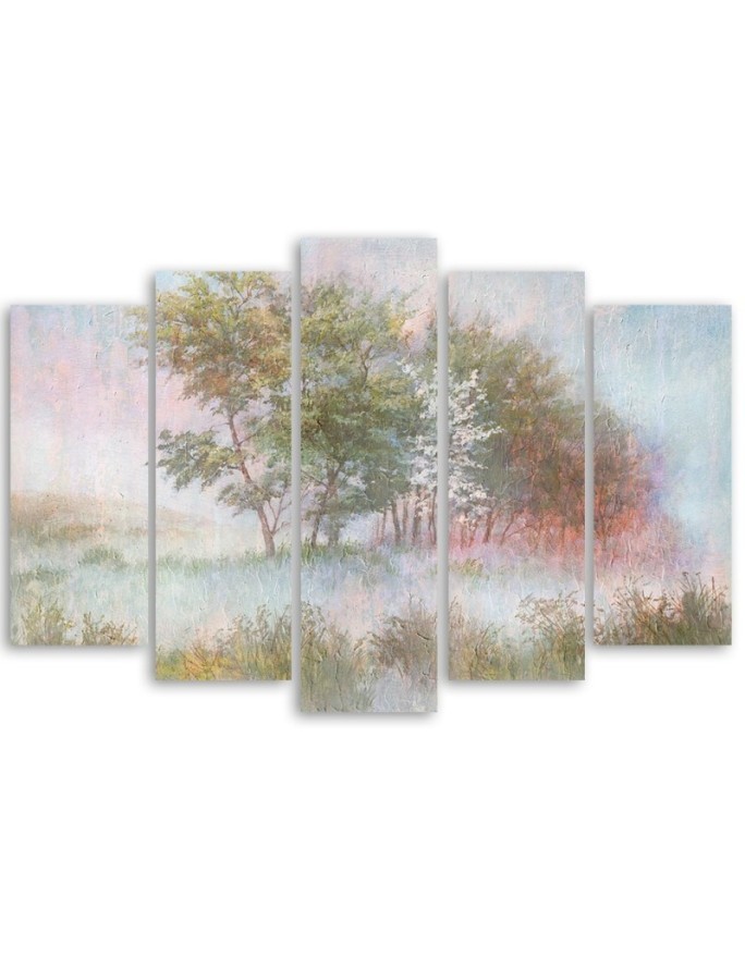 Modern canvas print - Trees on a misty meadow | FEEBY