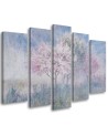 Canvas print 5-part - Flowering tree in a meadow old faded | FEEBY