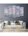 Canvas print 5-part - Flowering tree in a meadow old faded | FEEBY