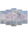Canvas print 5-part - Flowering tree in a meadow old faded | FEEBY